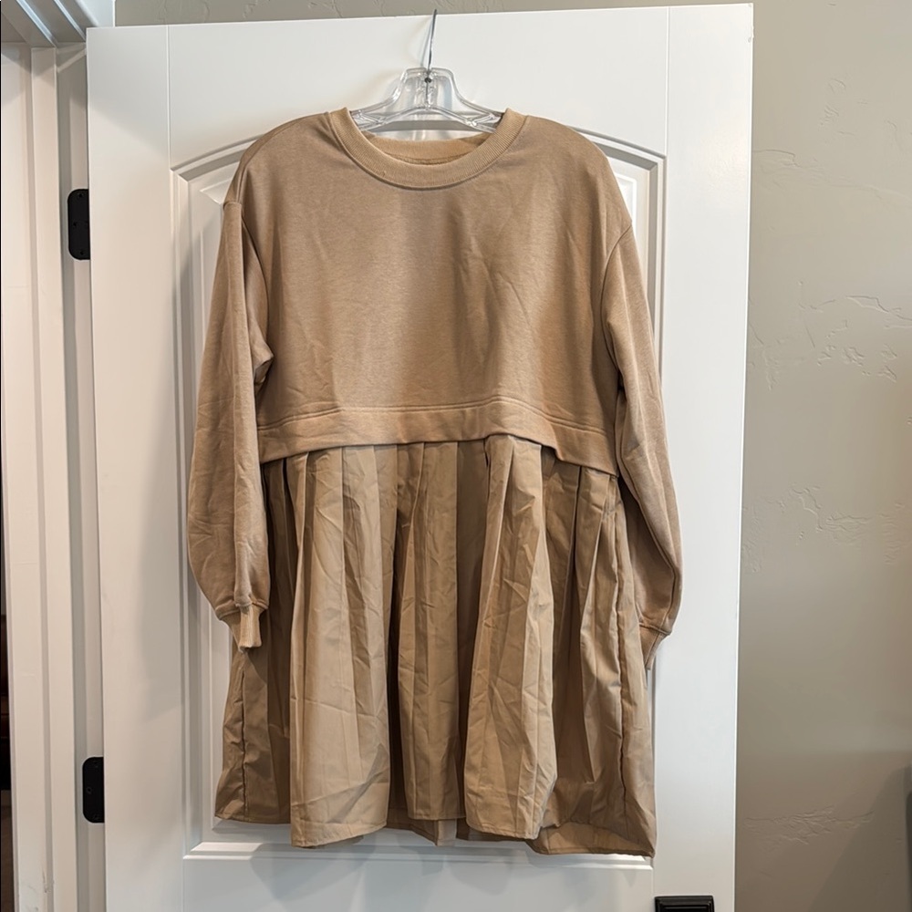 Source Unknown Tan Long Sleeve Dress